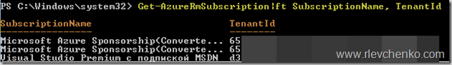 get azure subscriptions and tenants